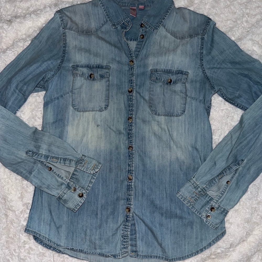 Dolled Up Light Blue Denim Shirt
